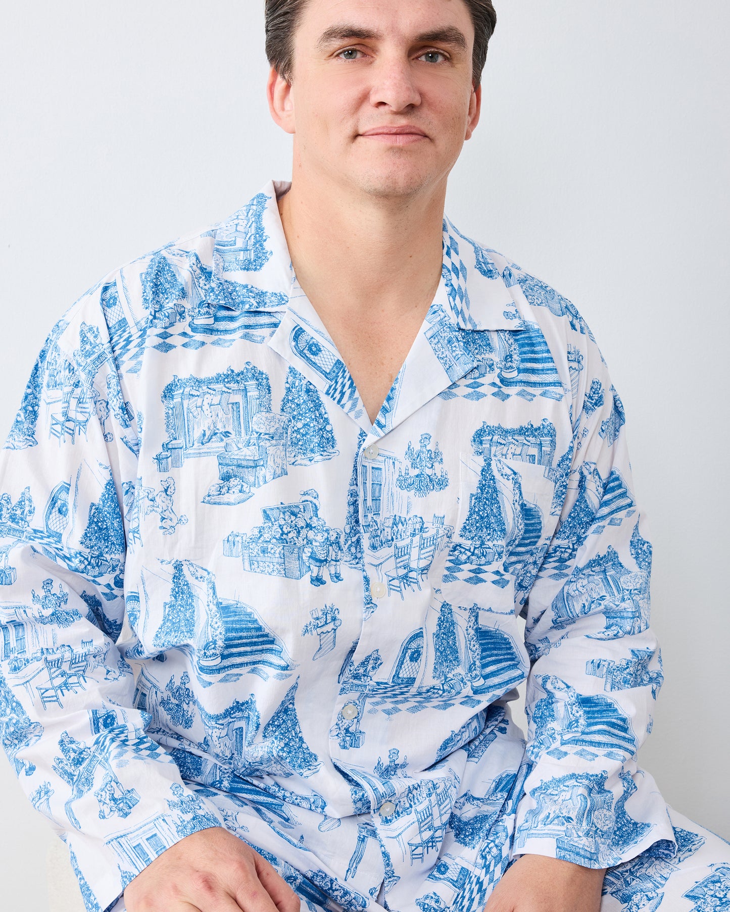 Hollywood Holiday - Men's Long PJ Set - Snow Cloud - Printfresh