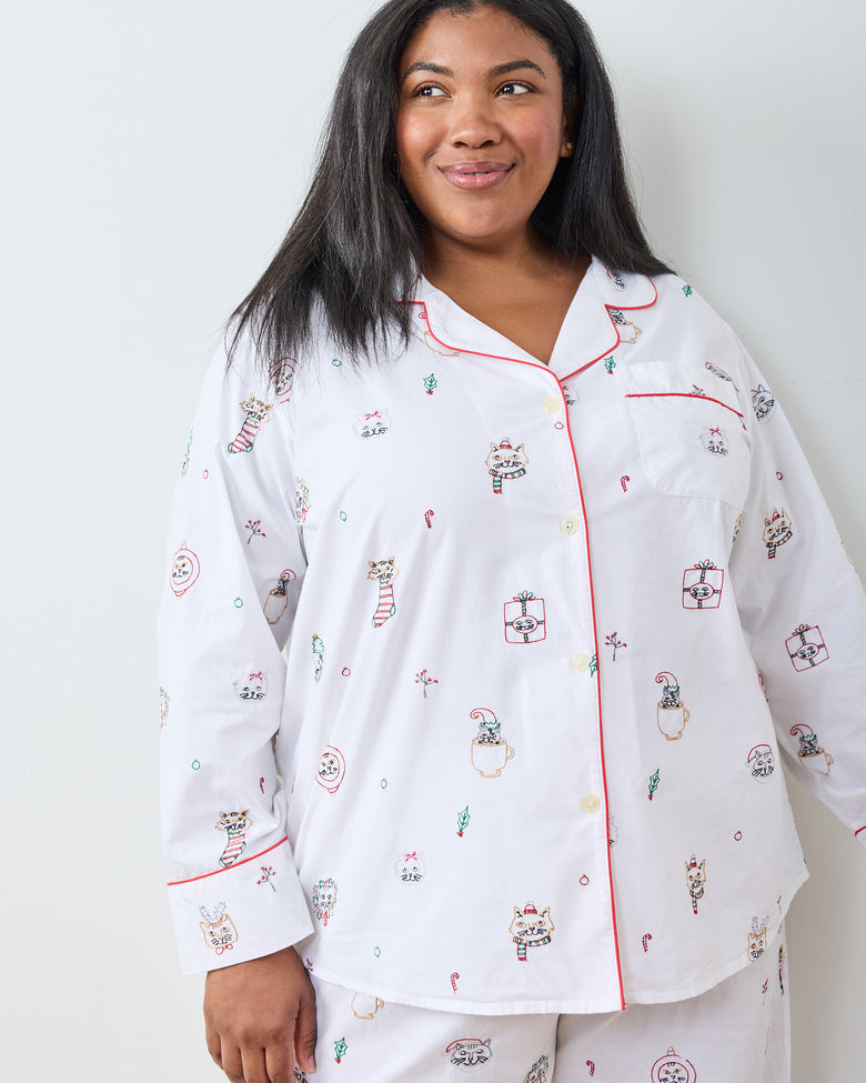 Holiday Cats - Long PJ Set - Cloud