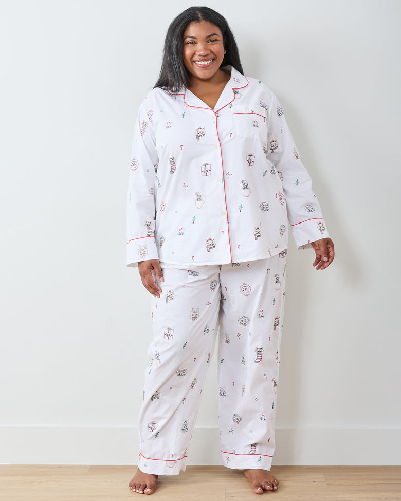 Holiday Cats - Long PJ Set - Cloud - Printfresh