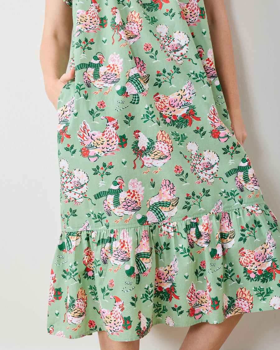 Holiday Hens - Daylight Nightgown - Sage - Printfresh