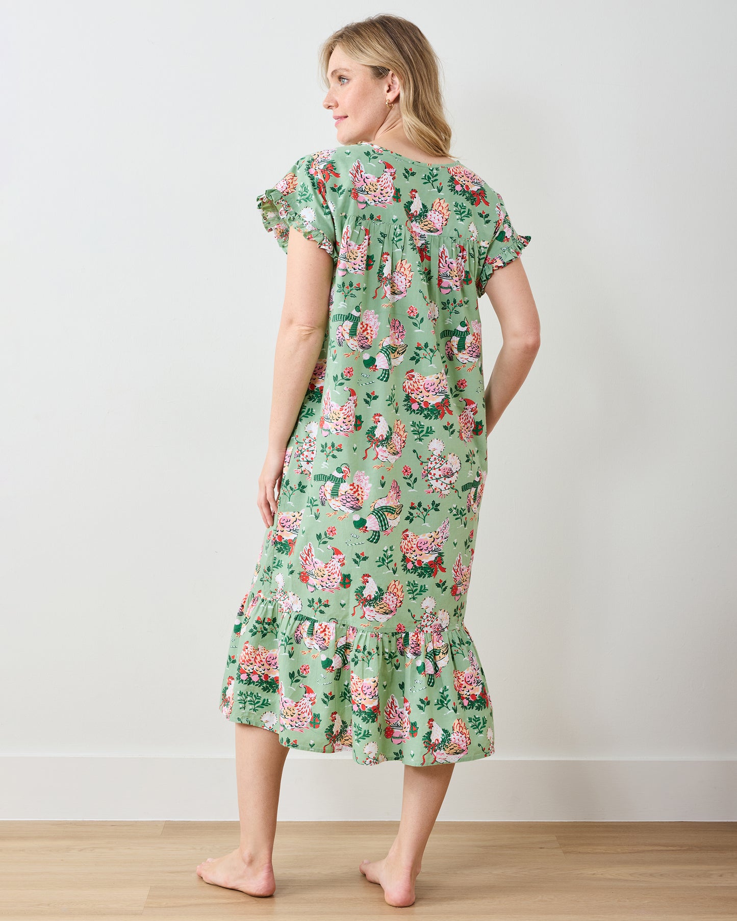 Holiday Hens - Daylight Nightgown - Sage - Printfresh