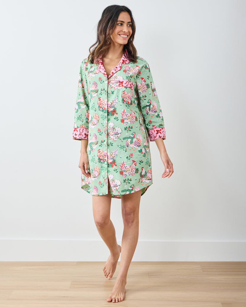Holiday Hens - Sleep Shirt - Sage - Printfresh