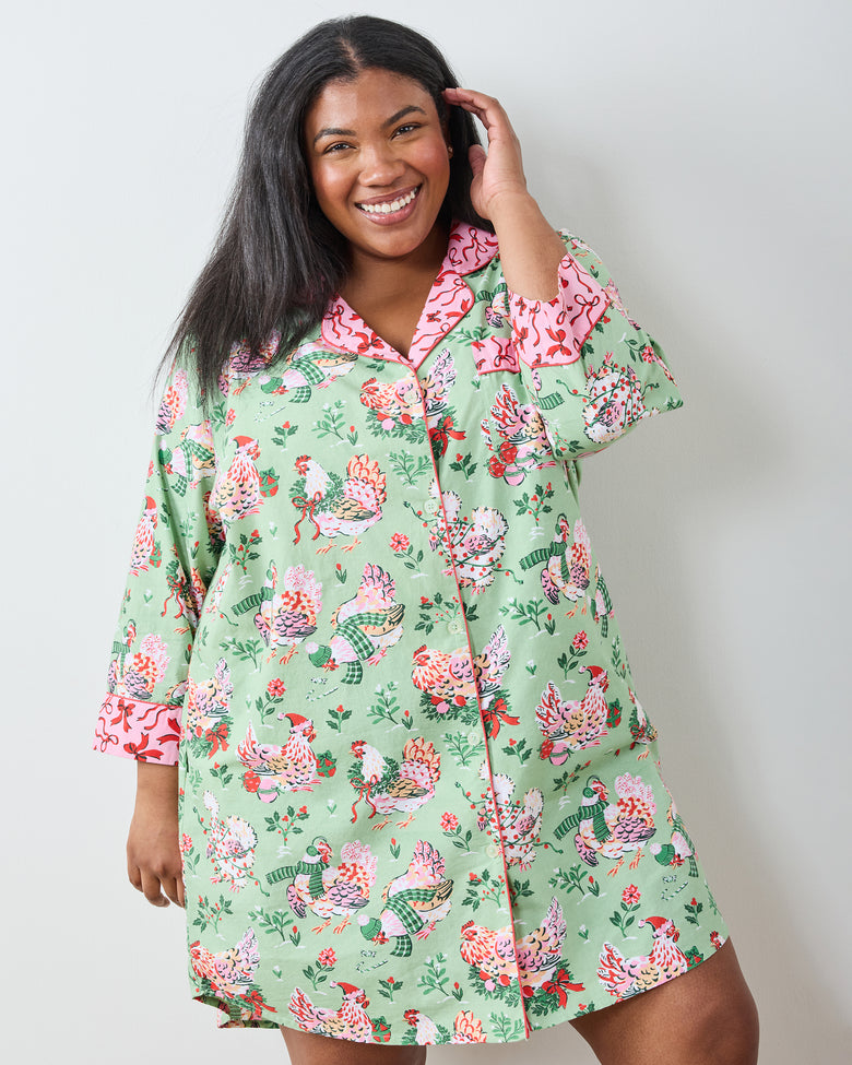 Holiday Hens - Sleep Shirt - Sage - Printfresh