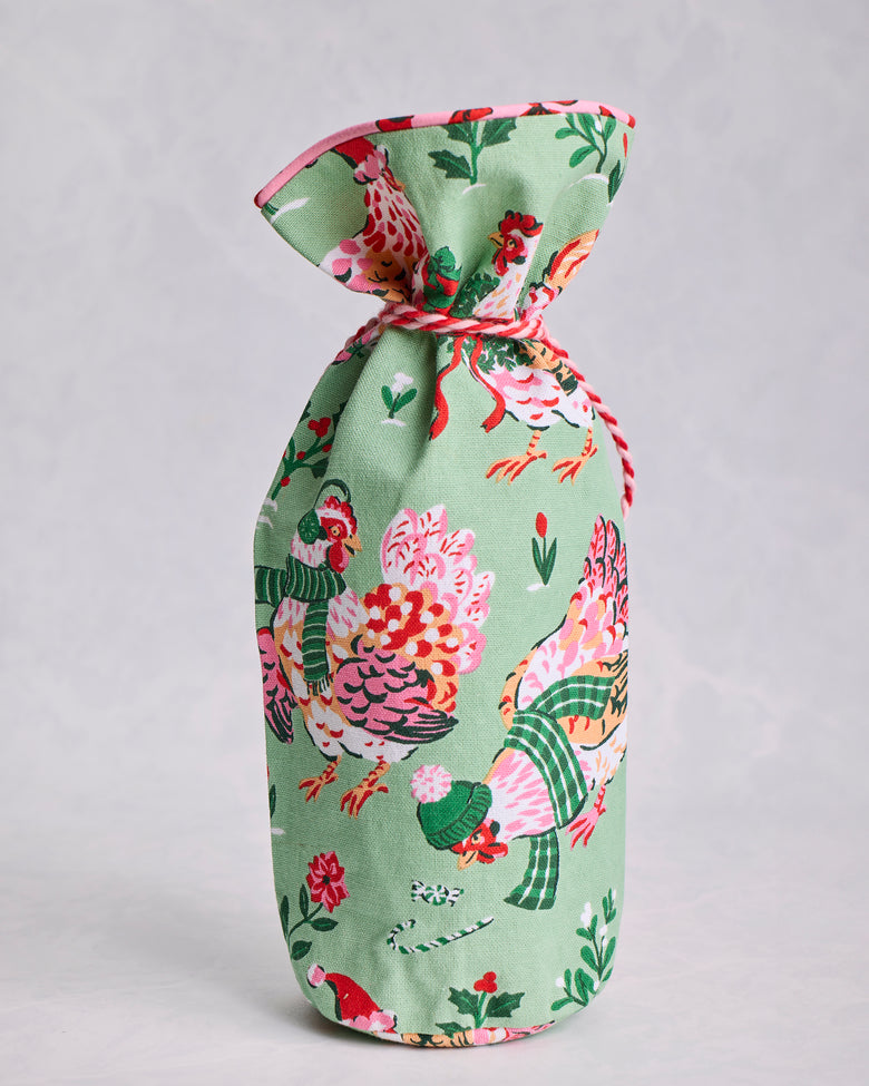 Holiday Hens - Wine Bag - Sage - Printfresh