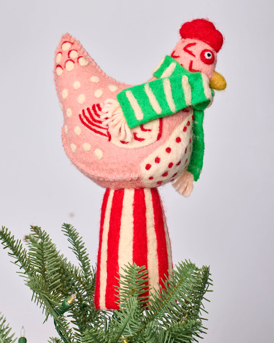 Holiday Hens - French Knot X PF Tree Topper - Pink - Printfresh