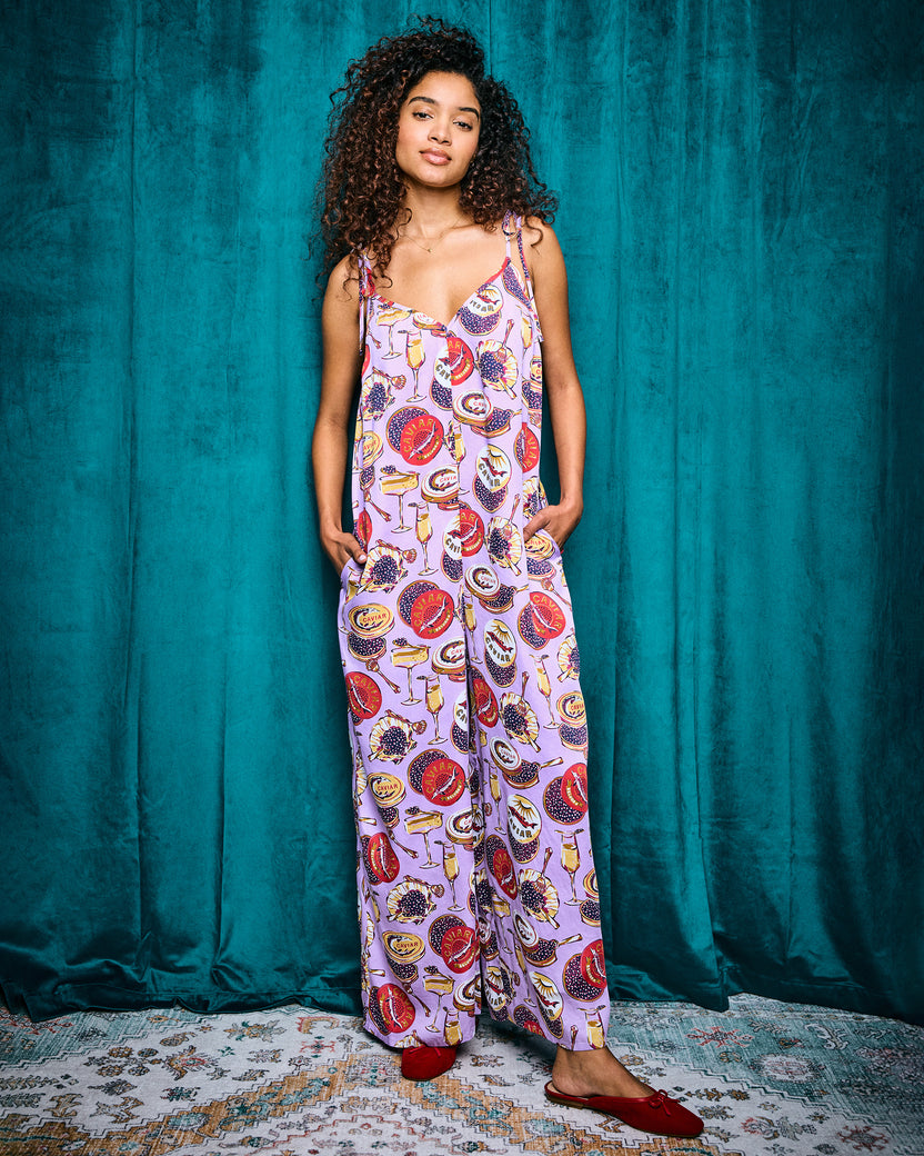 Champagne & Caviar - Eco Satin Jaipur Jumpsuit - Lavender Spritz - Printfresh