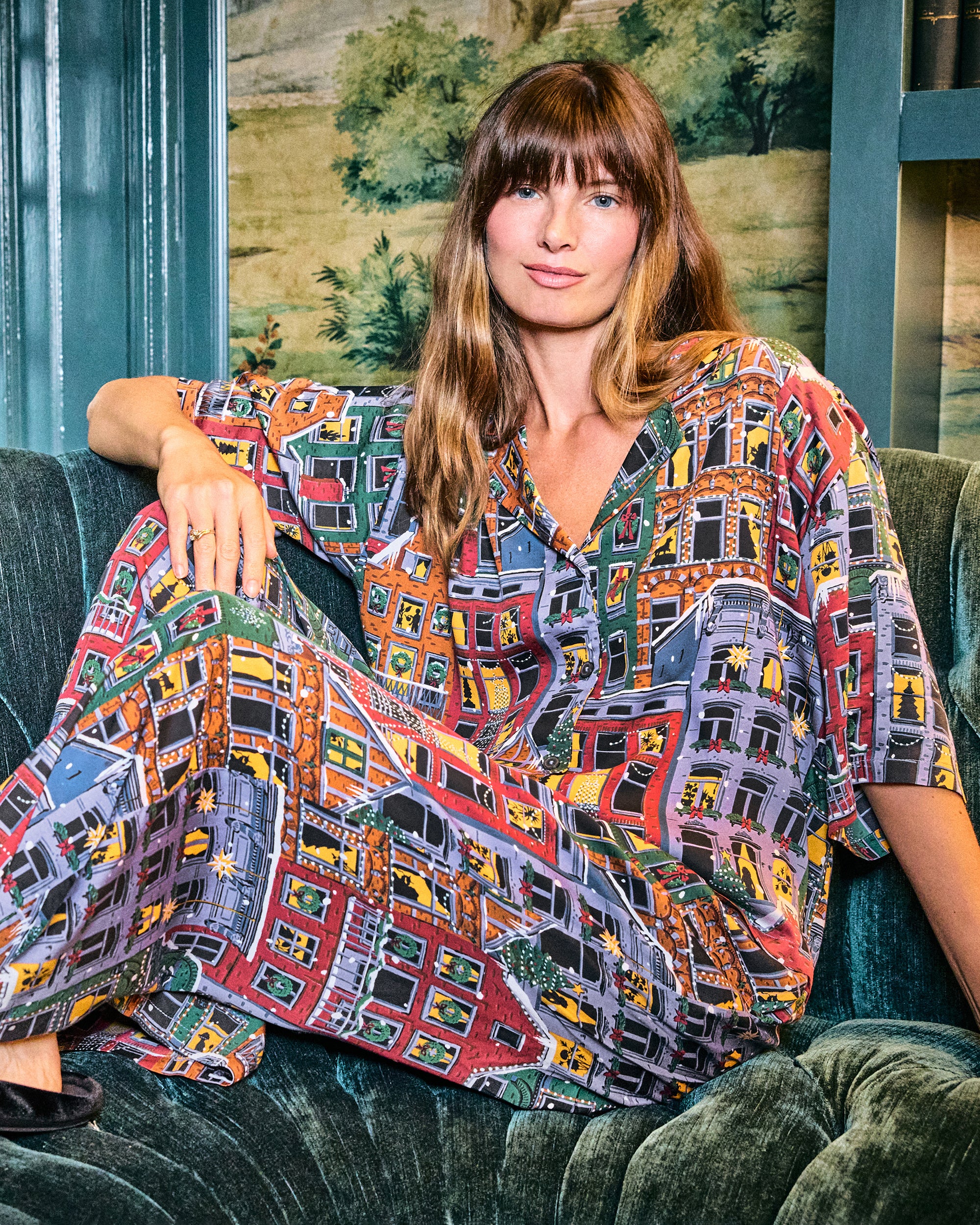 Manhattan Christmas - Eco Satin Wildest Dreams Set - Cozy Brownstone - Printfresh