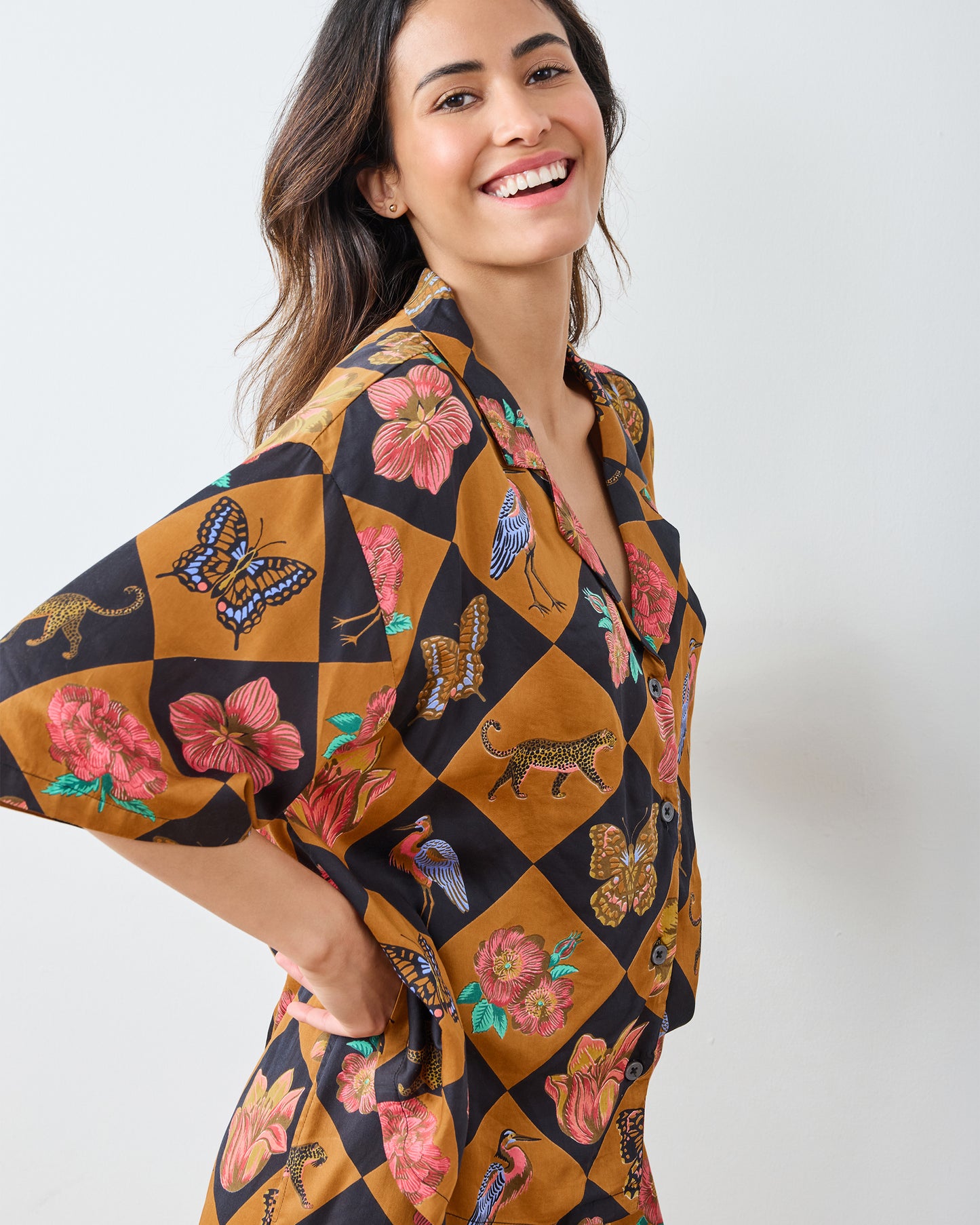 Botanical Checkerboard - Eco Satin Wildest Dreams Set - Caramel - Printfresh