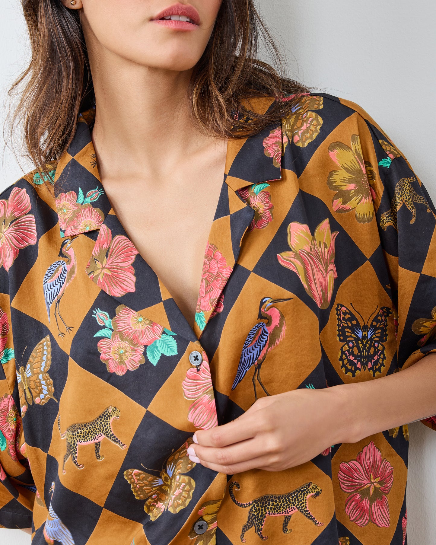 Botanical Checkerboard - Eco Satin Wildest Dreams Set - Caramel