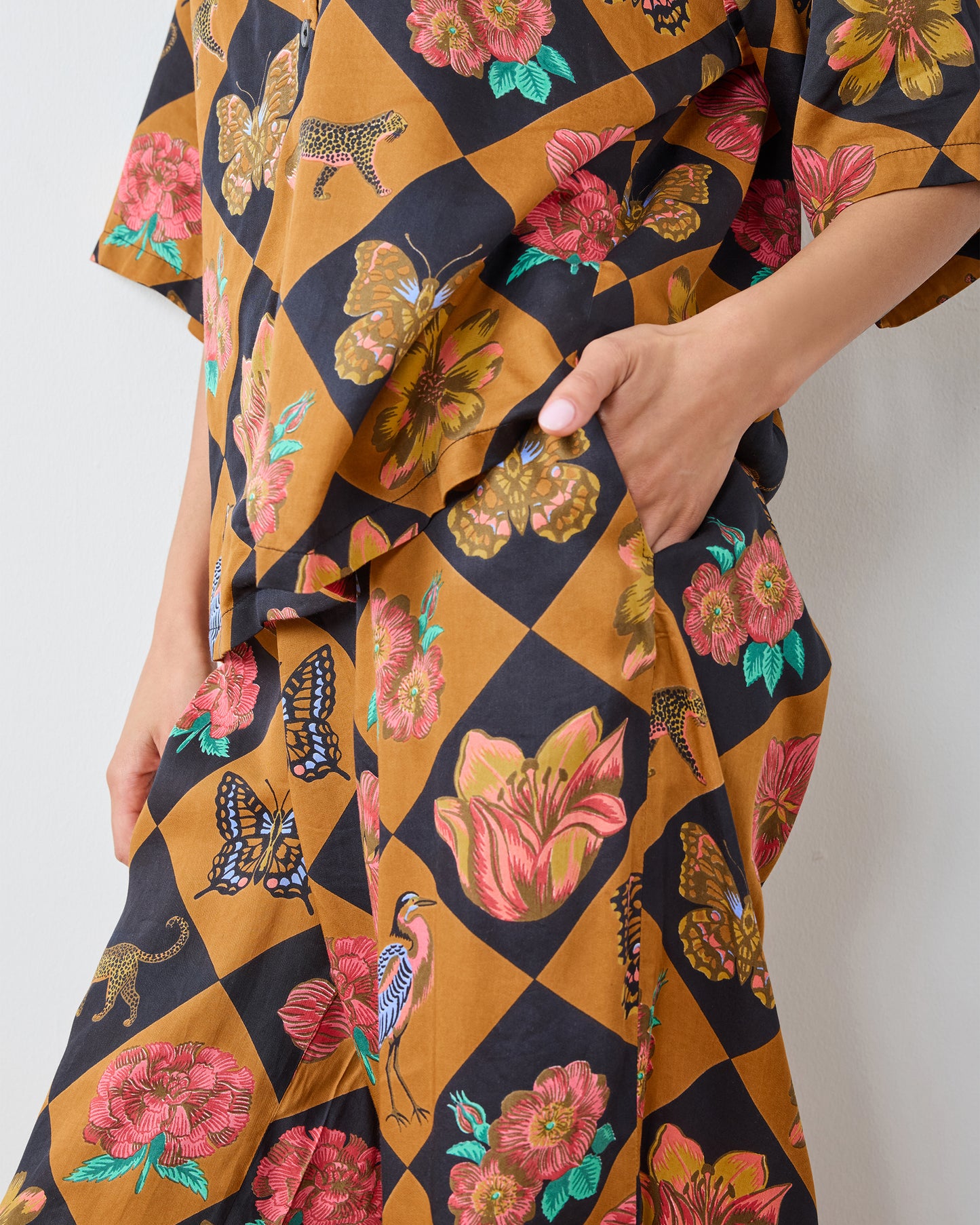 Botanical Checkerboard - Eco Satin Wildest Dreams Set - Caramel