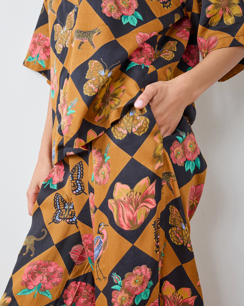 Botanical Checkerboard - Eco Satin Wildest Dreams Set - Caramel - Printfresh