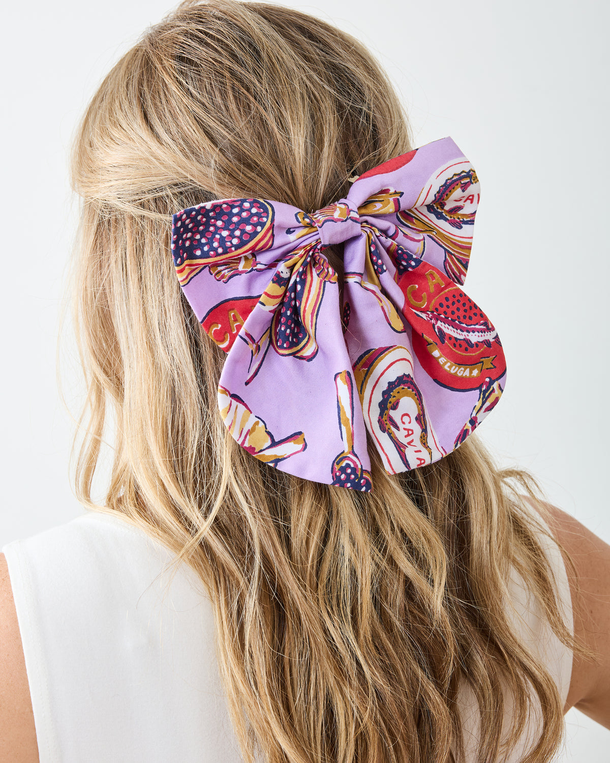 Champagne & Caviar - Eco Satin Charleston Bow - Lavender Spritz - Printfresh