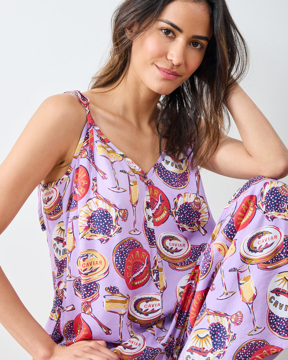 Champagne & Caviar - Eco Satin Jaipur Jumpsuit - Lavender Spritz - Printfresh