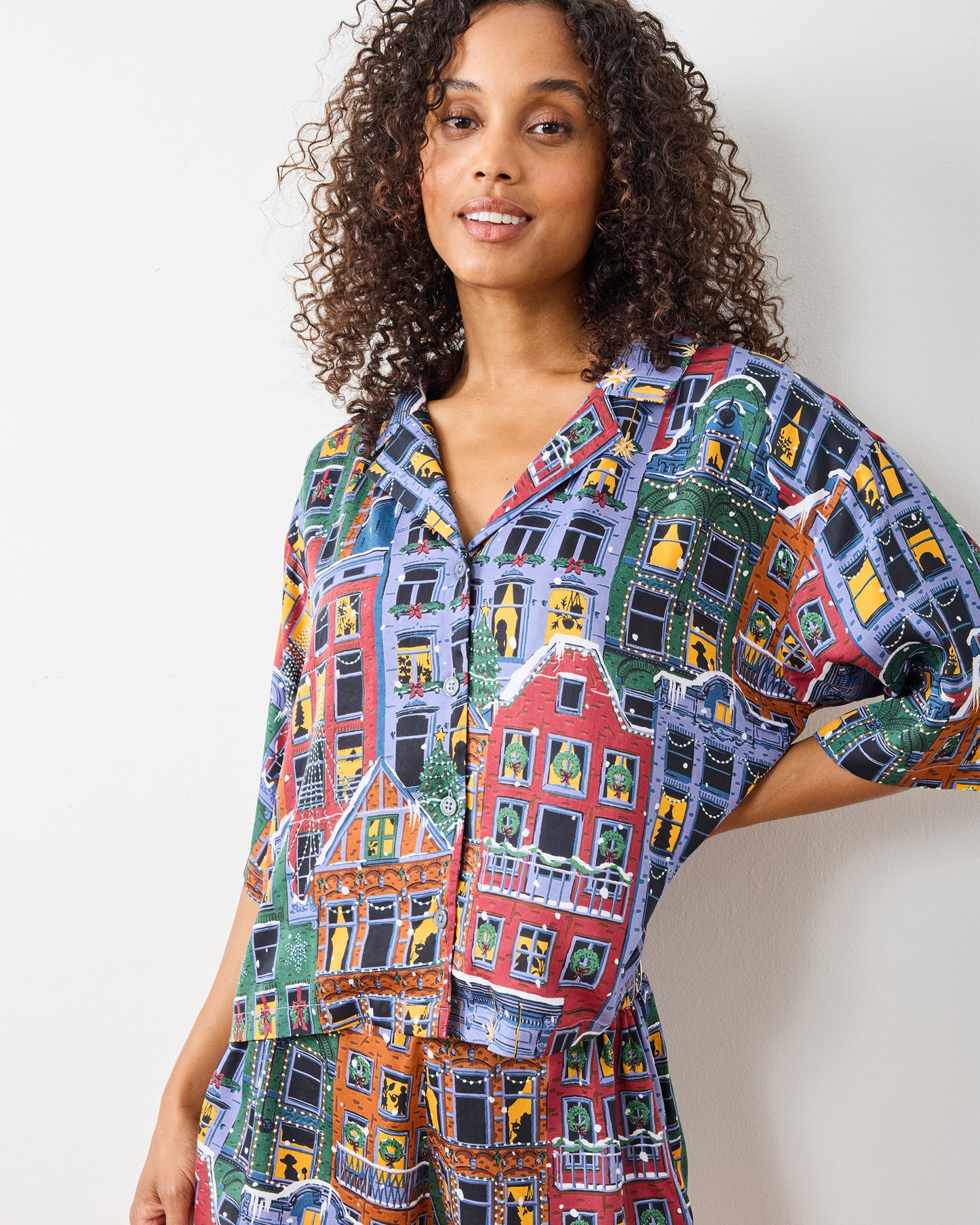 Manhattan Christmas - Eco Satin Sweet Dreams Set - Cozy Brownstone - Printfresh