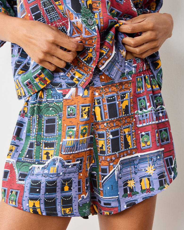 Manhattan Christmas - Eco Satin Sweet Dreams Set - Cozy Brownstone - Printfresh