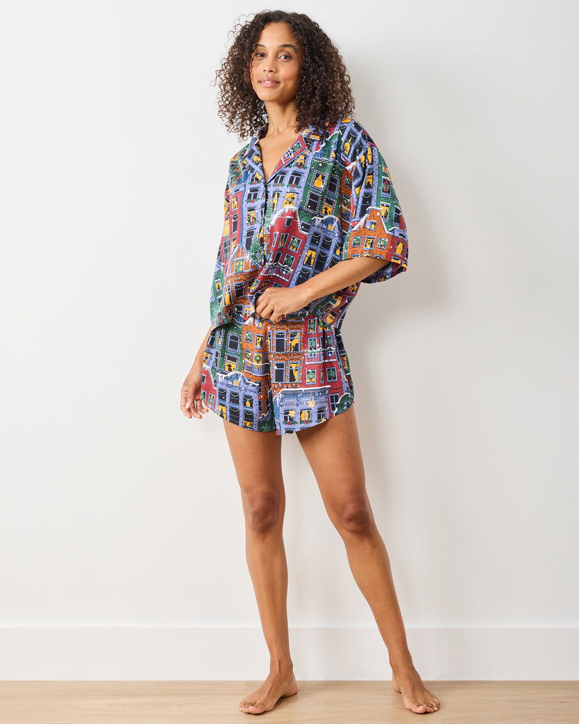 Manhattan Christmas - Eco Satin Sweet Dreams Set - Cozy Brownstone - Printfresh