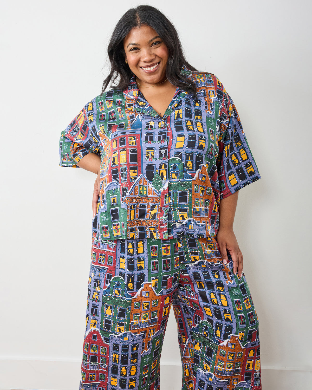 Manhattan Christmas - Eco Satin Wildest Dreams Set - Cozy Brownstone - Printfresh