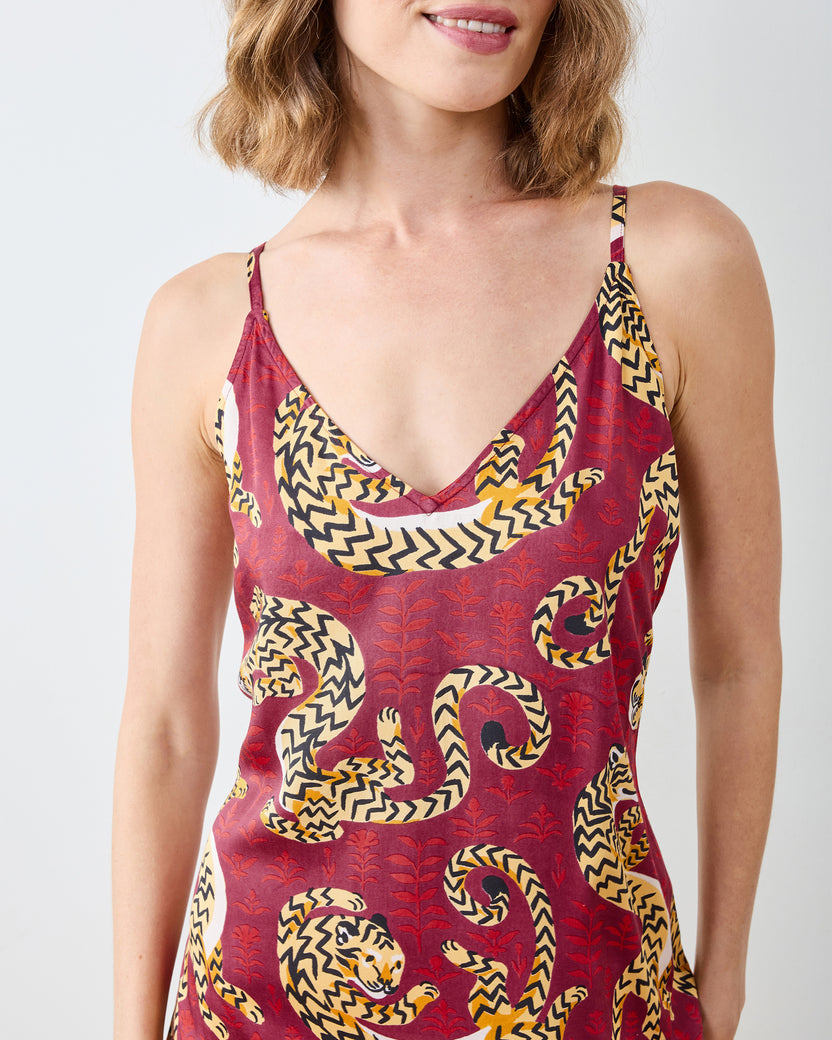 Twisted Tiger - Eco Satin Chic To Sleep Nightie - Merlot - Printfresh