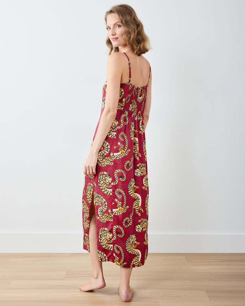 Twisted Tiger - Eco Satin Chic To Sleep Nightie - Merlot - Printfresh