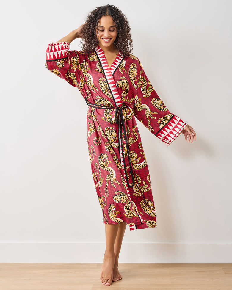 Twisted Tiger - Eco Satin Robe - Merlot - Printfresh