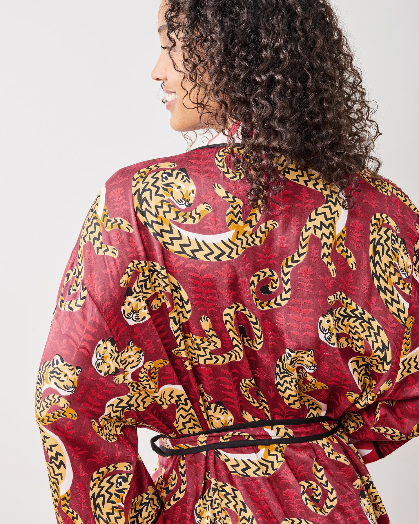 Twisted Tiger - Eco Satin Robe - Merlot - Printfresh