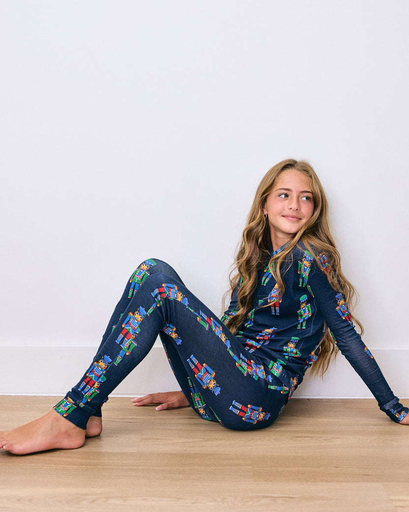 Leopard Nutcrackers - Kids Snug Fit PJ Set - Navy - Printfresh