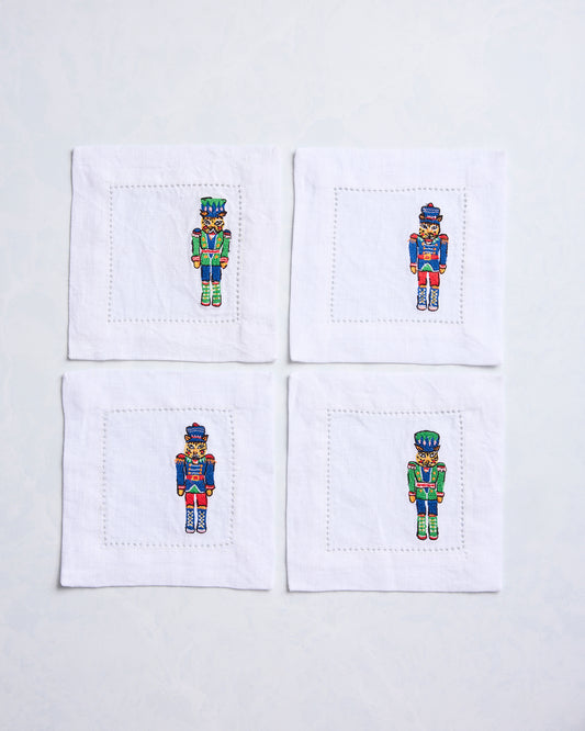 Leopard Nutcrackers - Set of 4 Cocktail Napkins - Navy - Printfresh