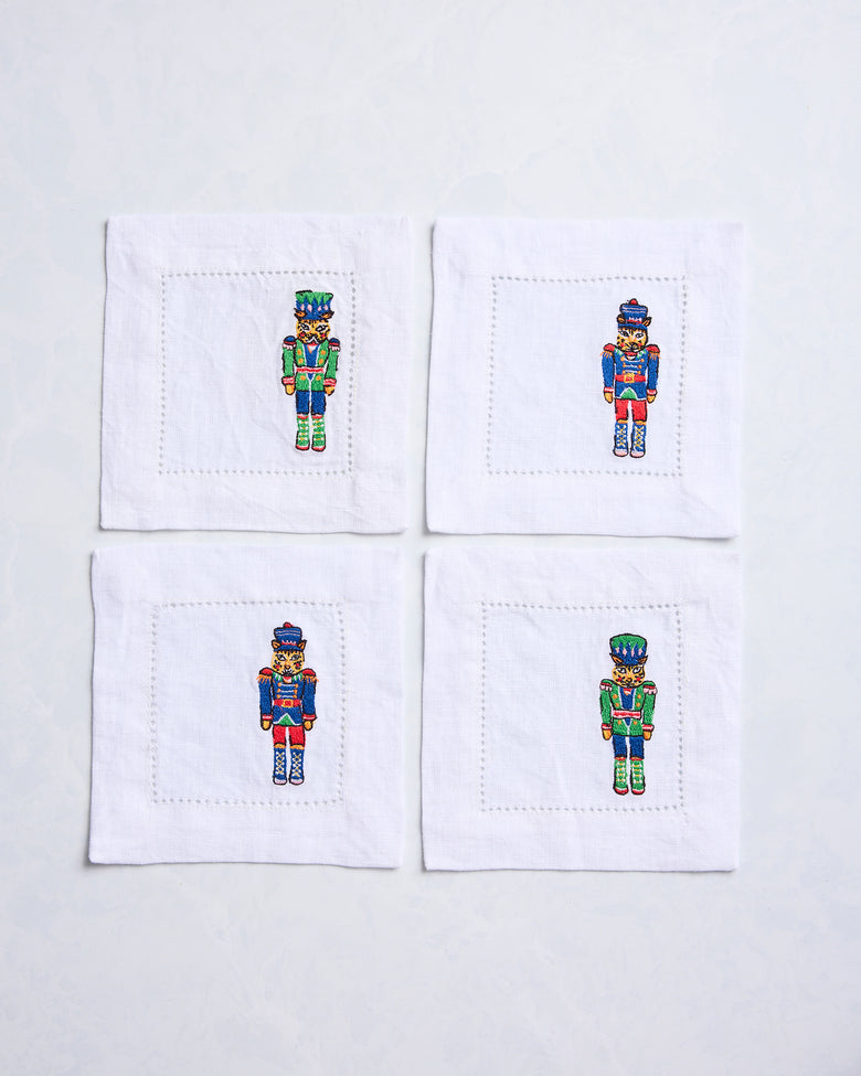 Leopard Nutcrackers - Set of 4 Cocktail Napkins - Navy - Printfresh