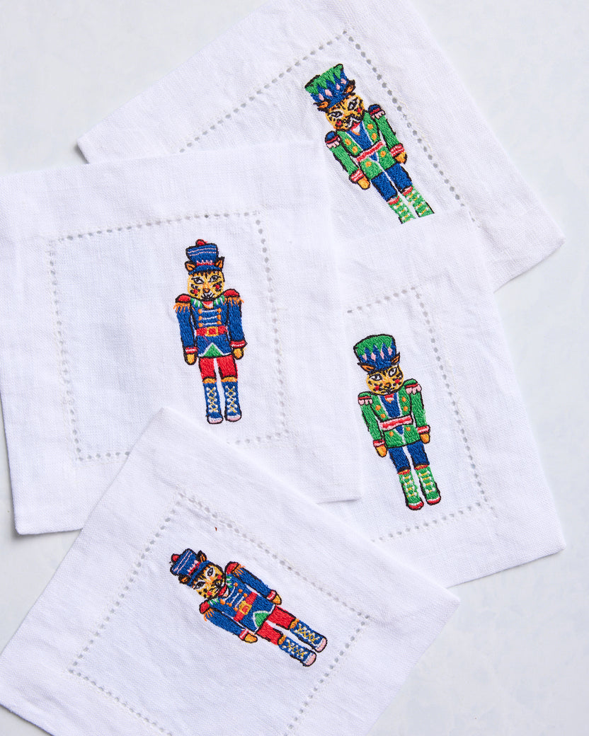 Leopard Nutcrackers - Set of 4 Cocktail Napkins - Navy - Printfresh