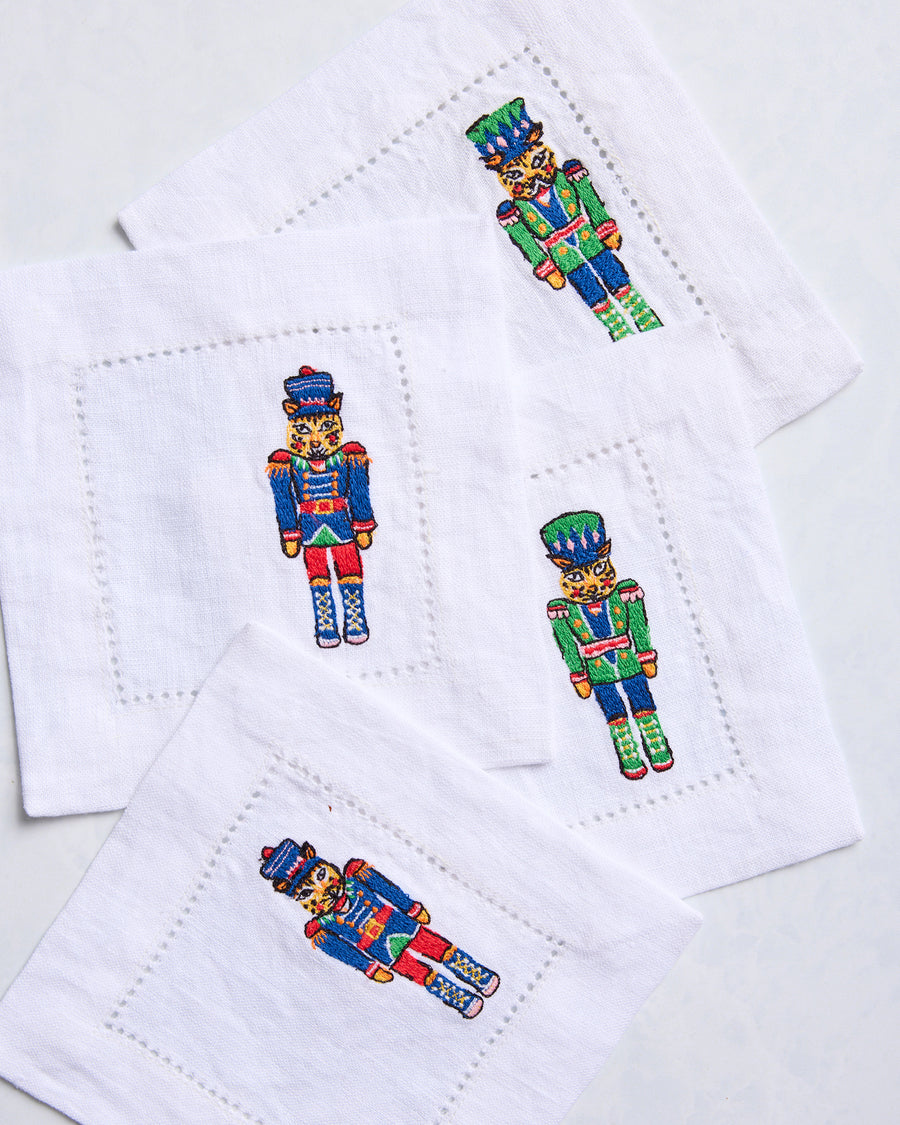 Leopard Nutcrackers - Set of 4 Cocktail Napkins - Navy - Printfresh