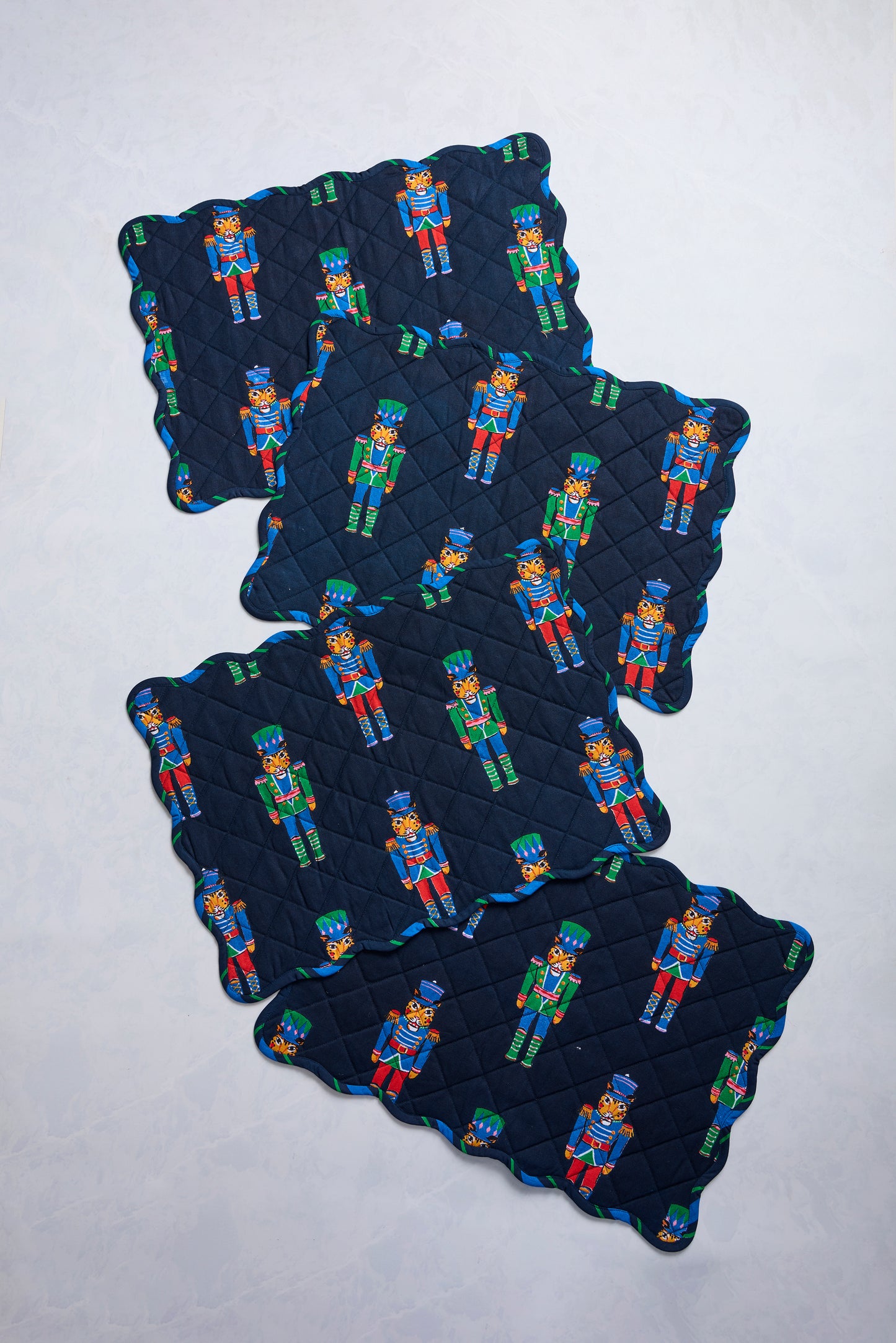 Leopard Nutcrackers - Set of 4 Placemats & Napkins Bundle - Navy - Printfresh