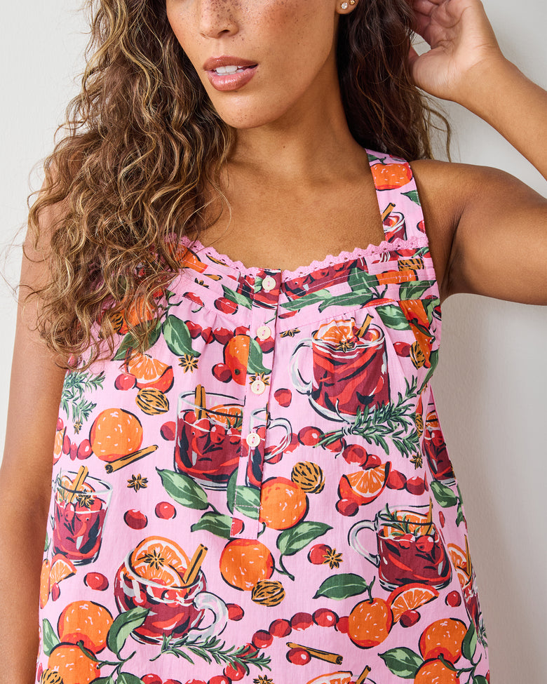 Mulled Wine - Back to Bed Cropped Pant Set - Pink Tinsel - Printfresh