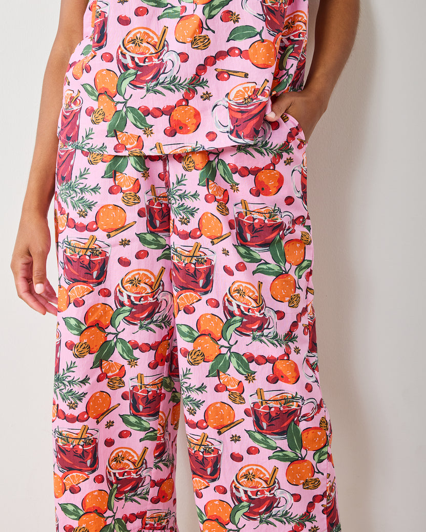 Mulled Wine - Back to Bed Cropped Pant Set - Pink Tinsel - Printfresh