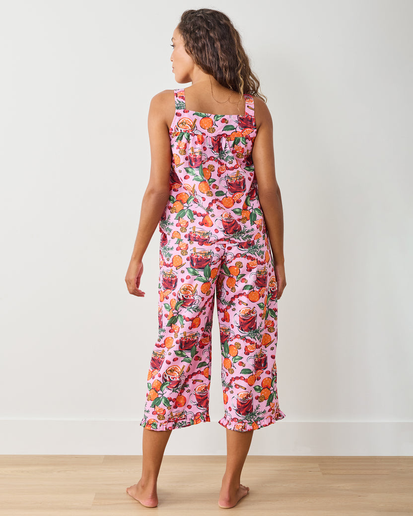 Mulled Wine - Back to Bed Cropped Pant Set - Pink Tinsel - Printfresh