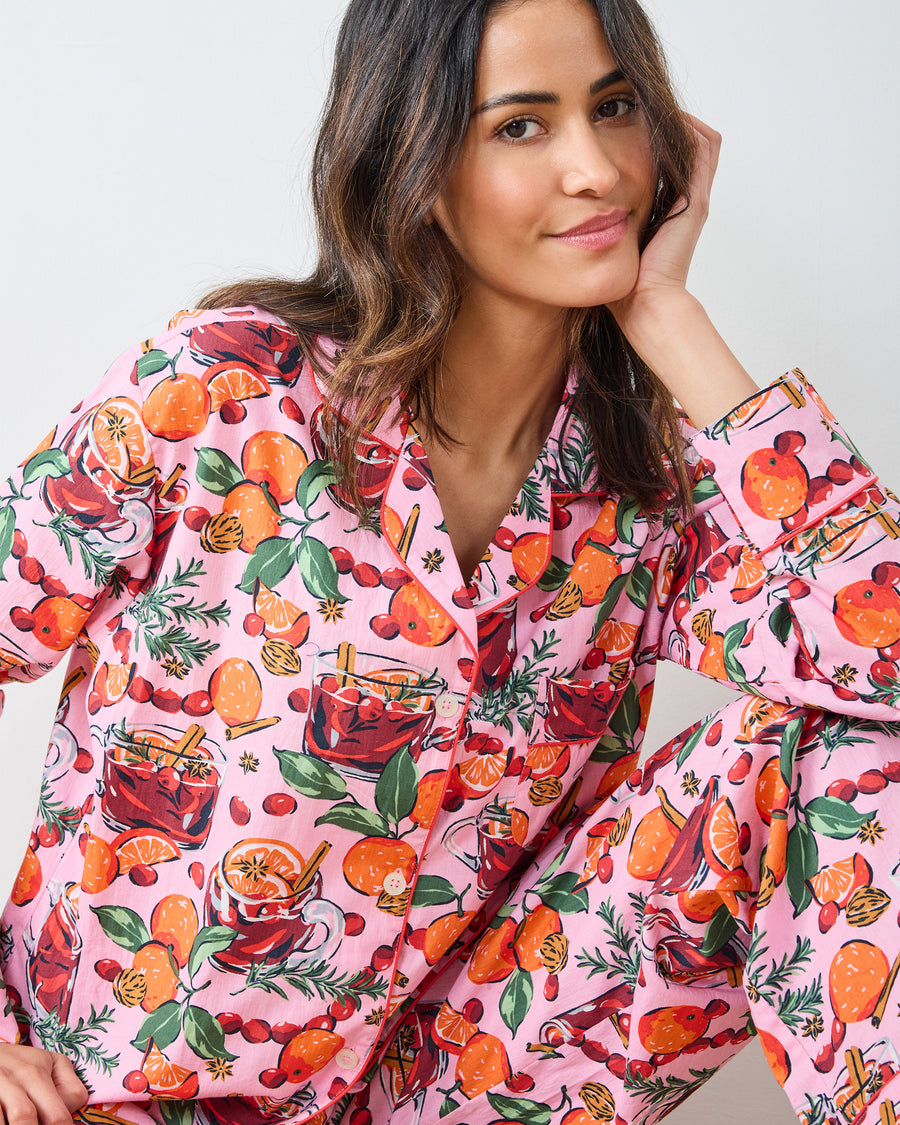 Mulled Wine - Long PJ Set - Pink Tinsel - Printfresh