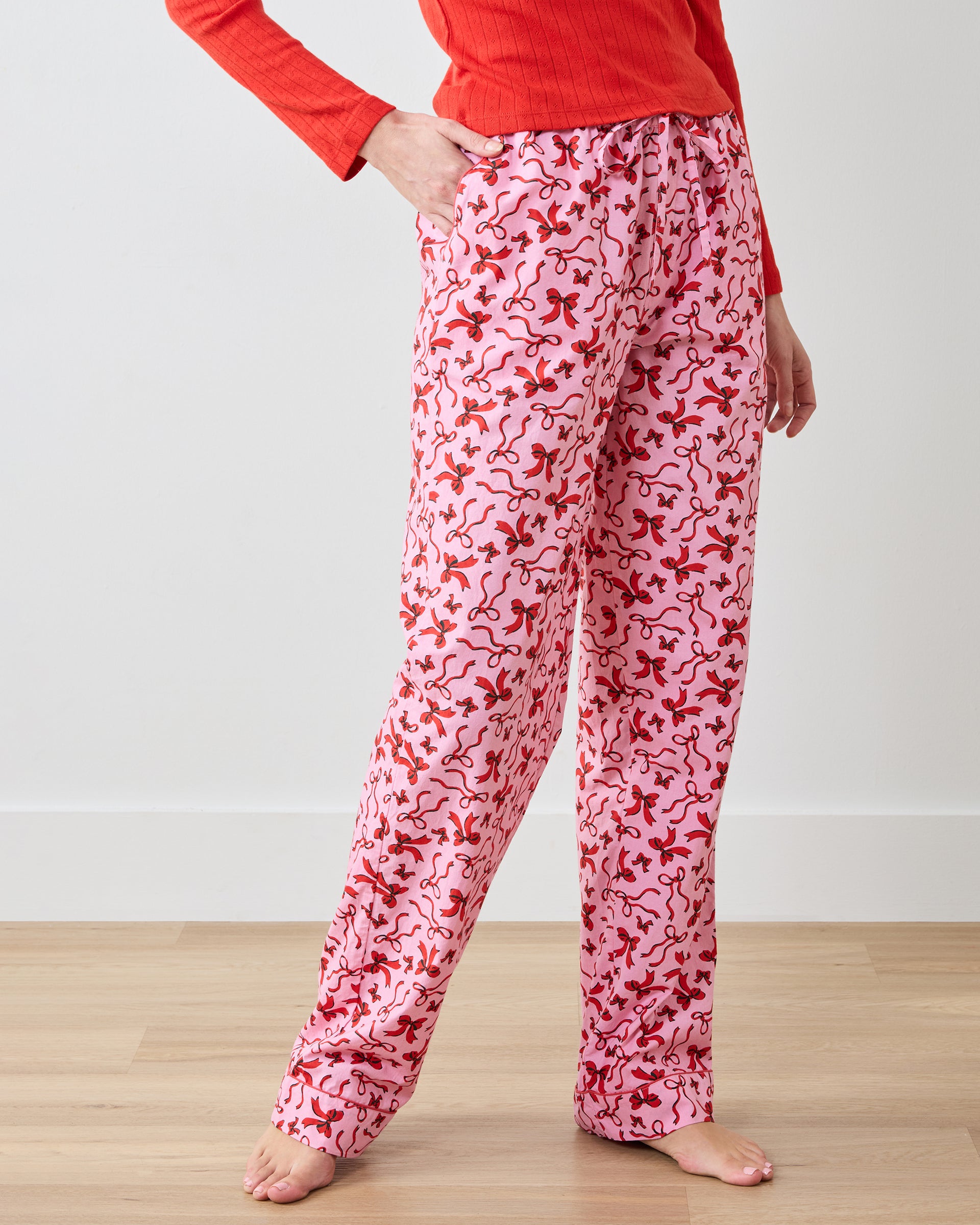 Red Ribbons PJ Pants Pink Tinsel – Printfresh