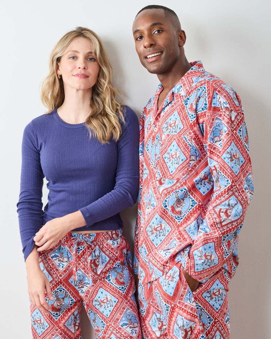 Reindeer Games - Lightweight Flannel PJ Pants - Red Sleigh - Printfresh