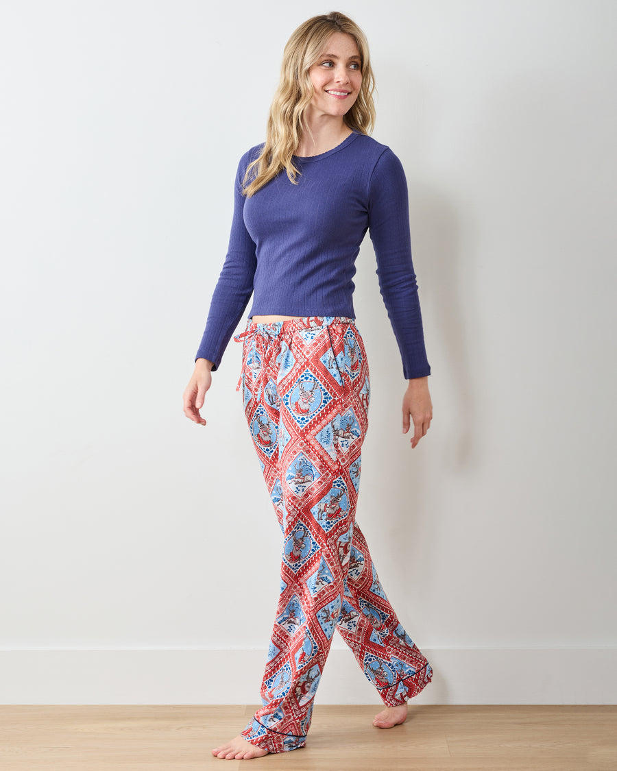 Reindeer Games - Lightweight Flannel PJ Pants - Red Sleigh - Printfresh