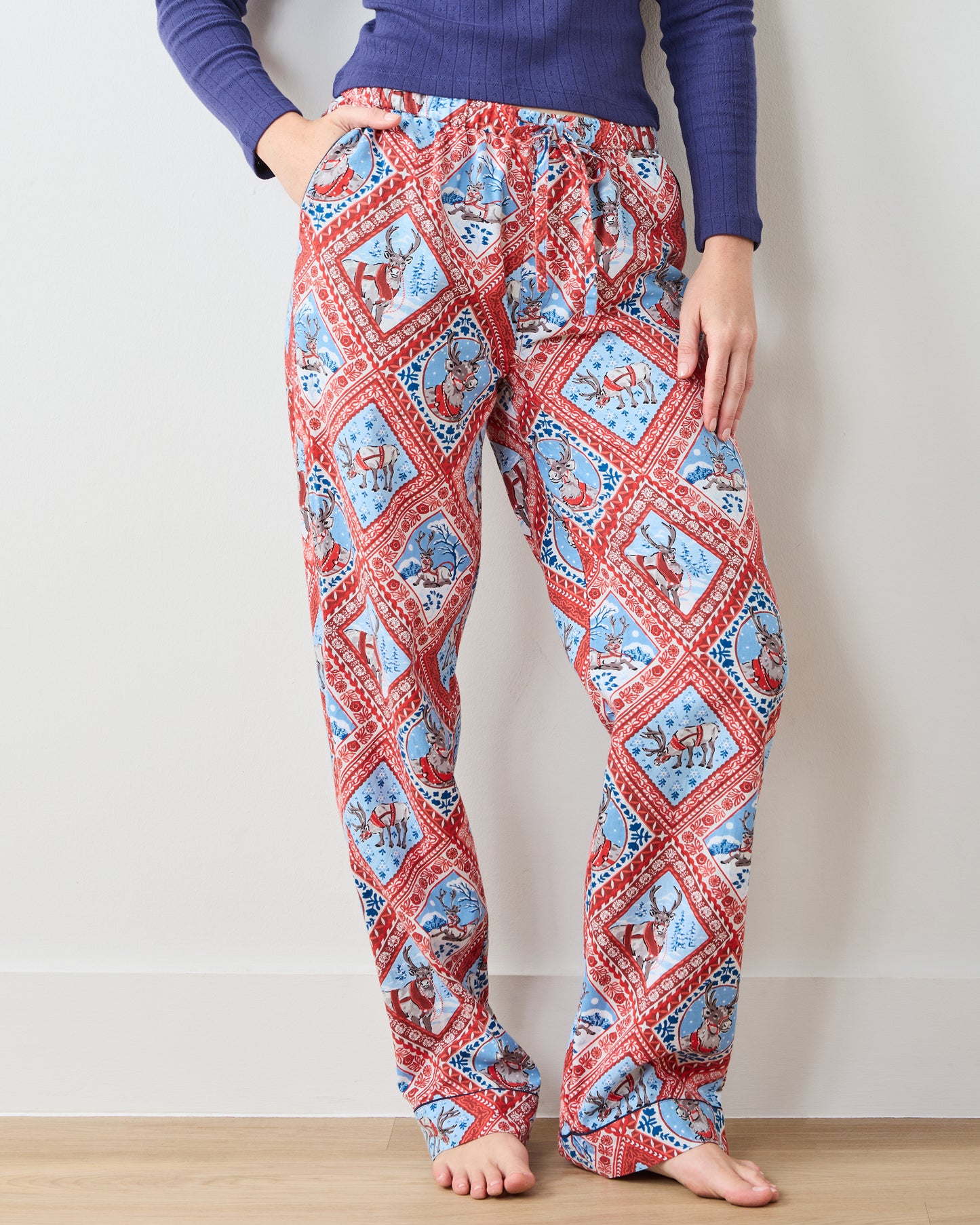 Reindeer Games - Lightweight Flannel PJ Pants - Red Sleigh - Printfresh