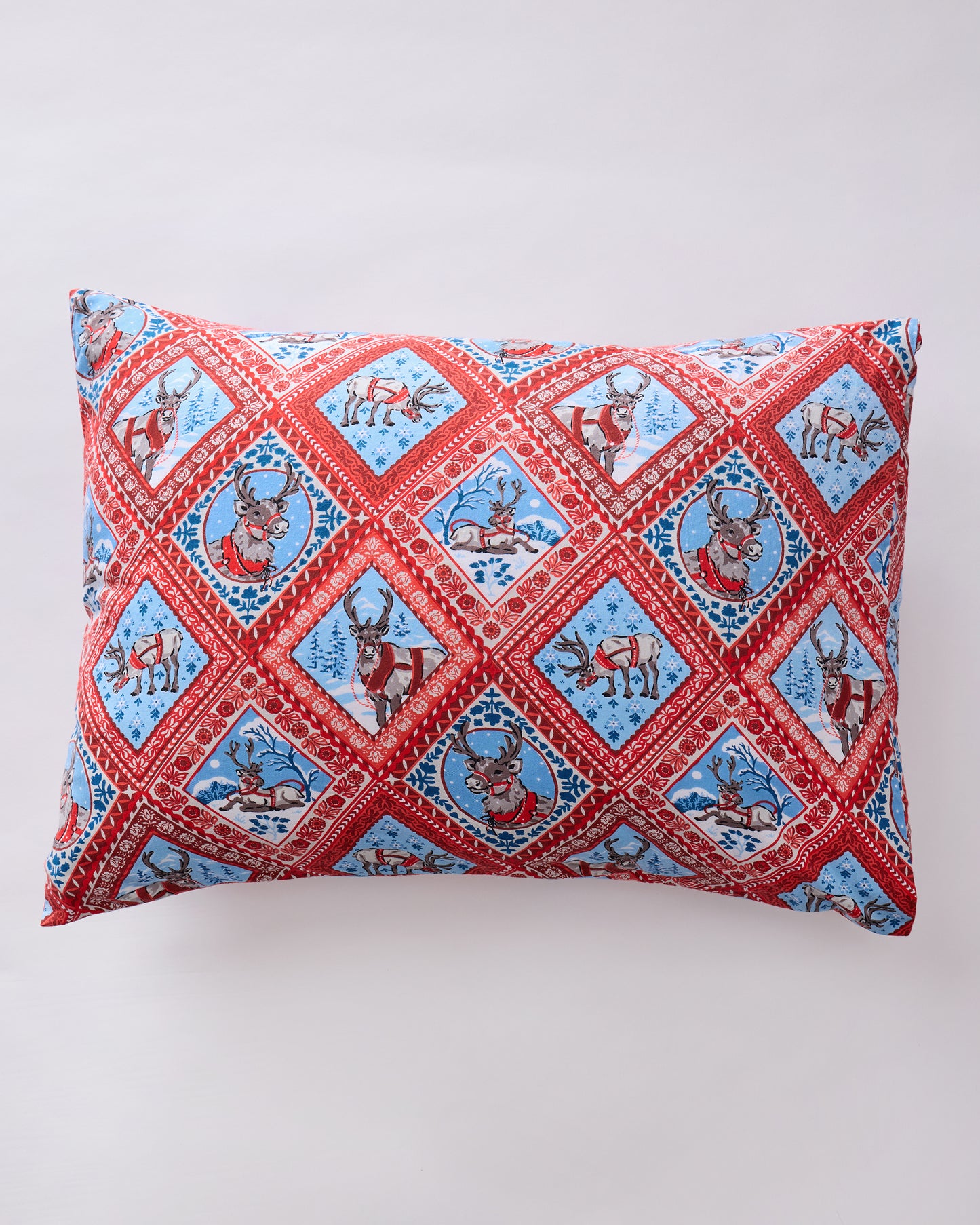 Reindeer Games - Lightweight Flannel Pillowcase Set of 2 - Red Sleigh - Printfresh
