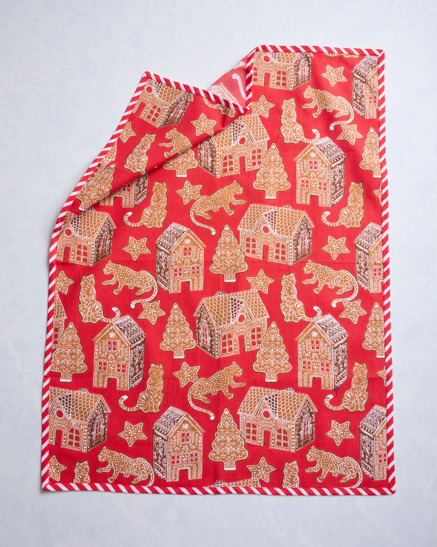 Gingerbread Party - Tea Towel Set of 2 - Ruby - Printfresh