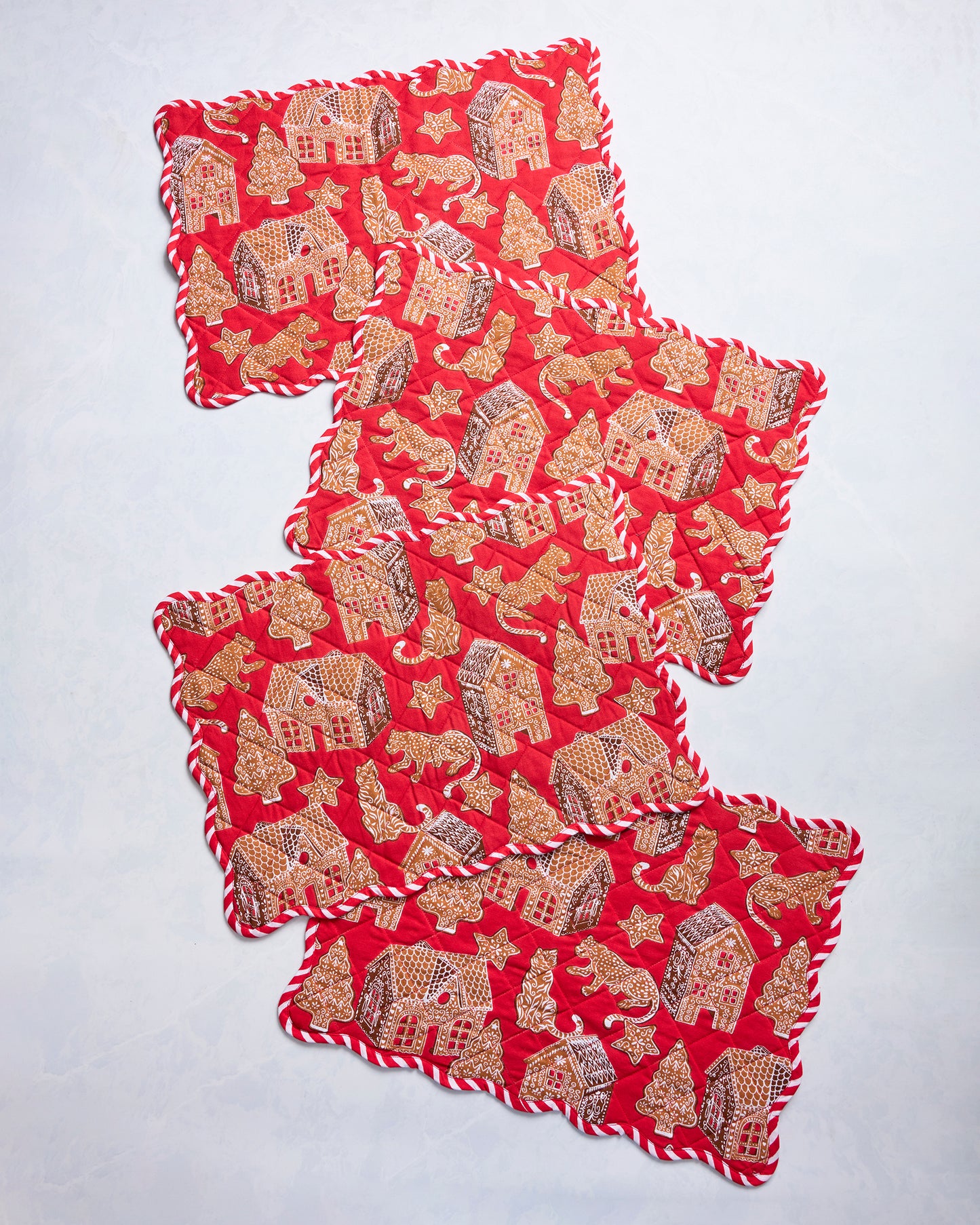 Gingerbread Party - Set of 4 Placemats - Ruby - Printfresh