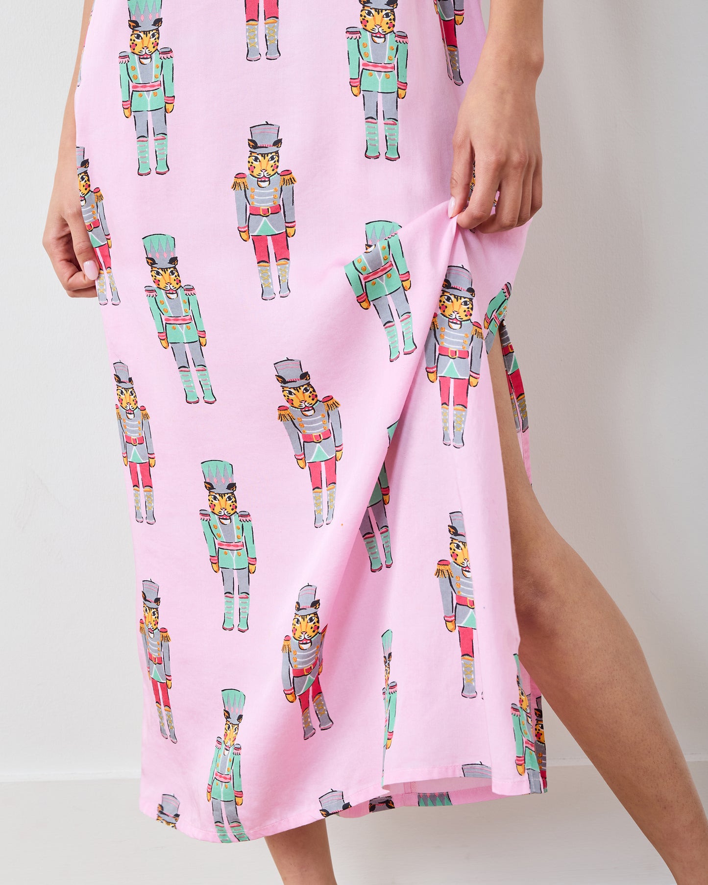 Leopard Nutcrackers - Eco Satin Chic to Sleep Nightie - Pink Candy Cane - Printfresh