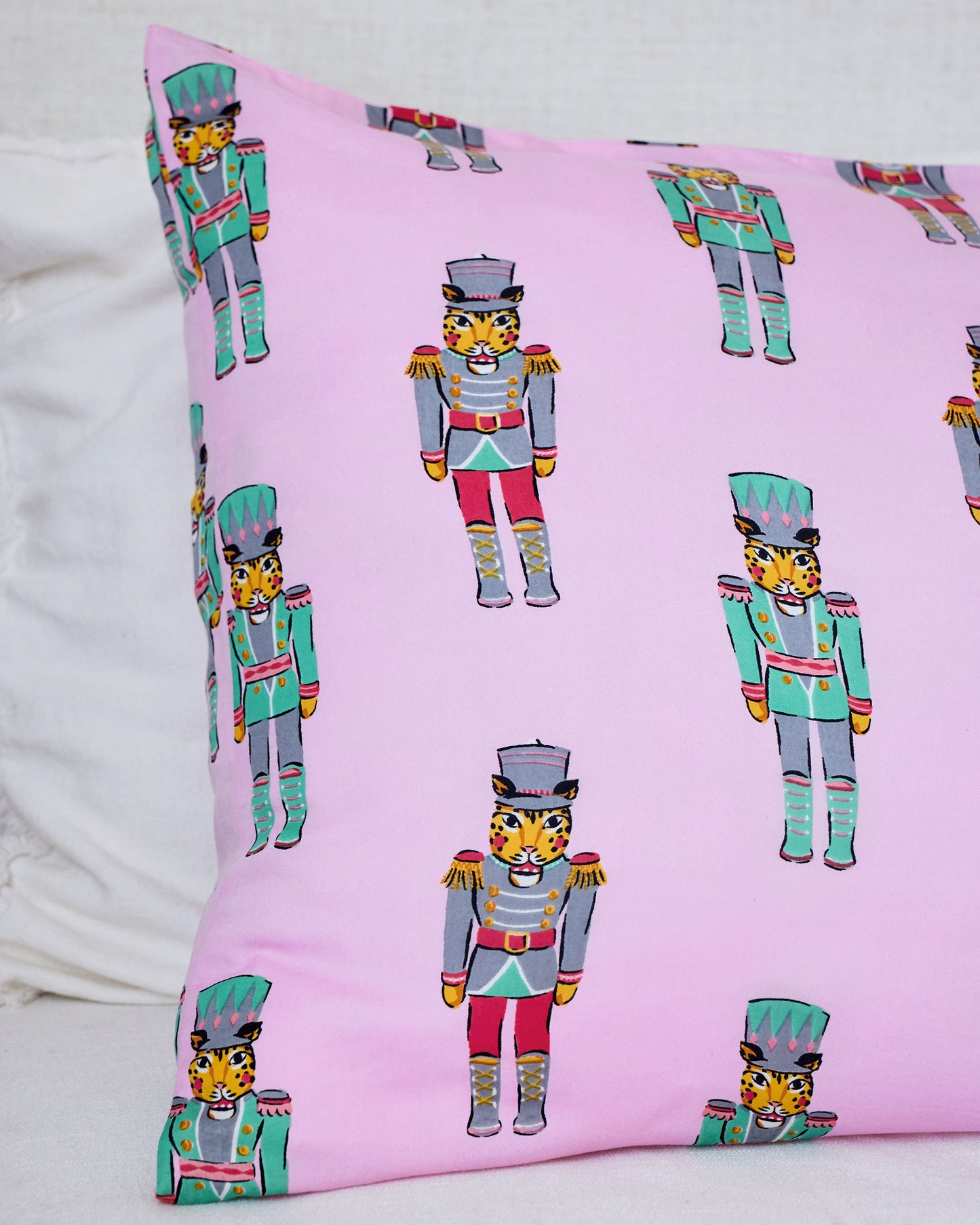 Leopard Nutcrackers - Eco Satin Pillowcase - Pink Candy Cane - Printfresh
