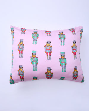 Leopard Nutcrackers - Eco Satin Pillowcase - Pink Candy Cane