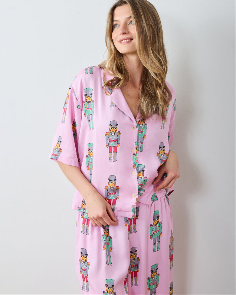 Leopard Nutcrackers - Eco Satin Wildest Dreams Set - Pink Candy Cane