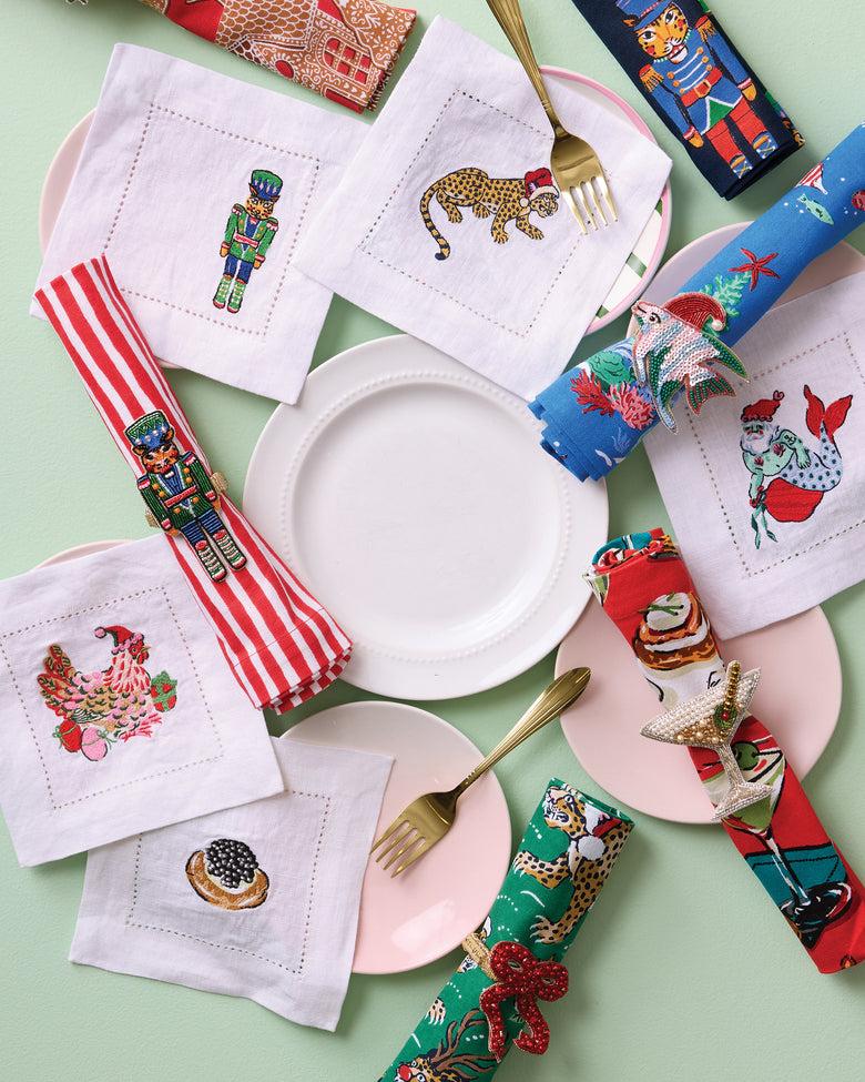 Very Merry Bagheera - Set of 4 Cocktail Napkins - Mistletoe - Printfresh