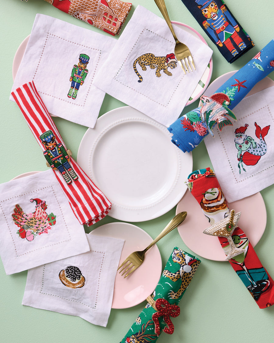 Very Merry Bagheera - Set of 4 Cocktail Napkins - Mistletoe - Printfresh