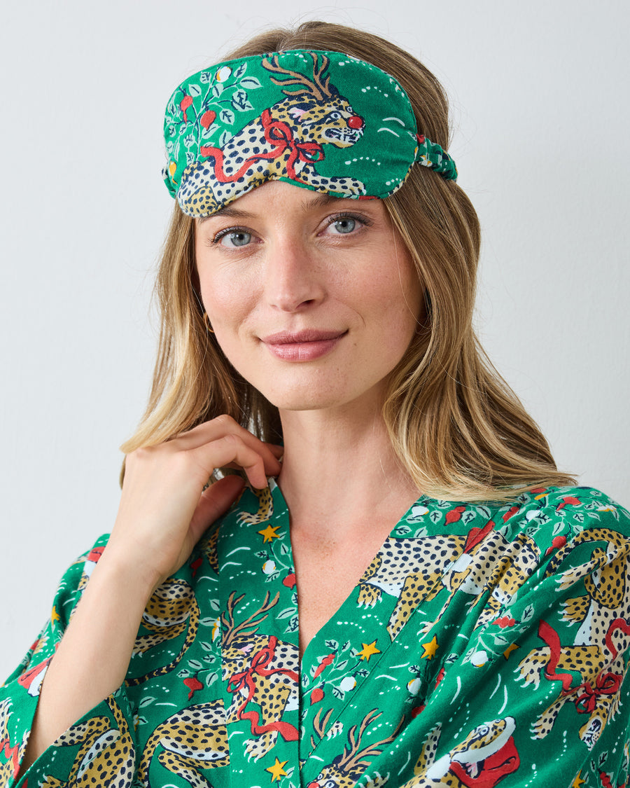 Very Merry Bagheera - Flannel Eye Mask - Mistletoe - Printfresh