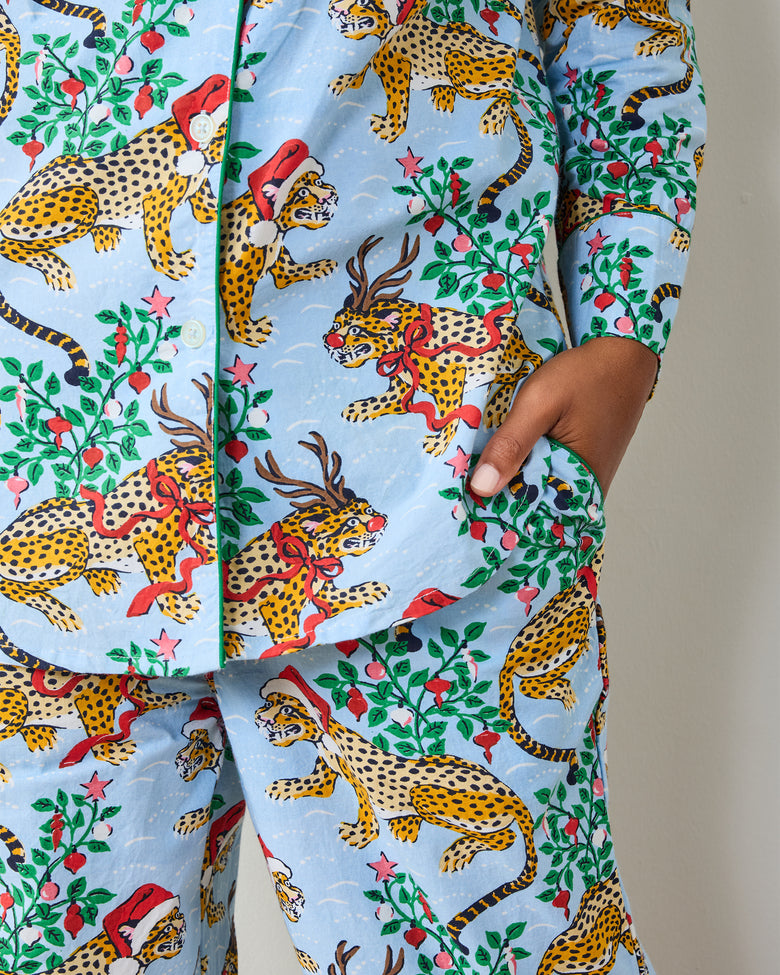 Very Merry Bagheera - Long PJ Set - Pale Blue - Printfresh